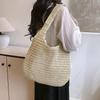 Yogodlns Однотонная плетеная сумка-тоут с перфорацией, дышащая, для покупок, соломенная сумка, легкая, летняя пляжная сумка для женщин
