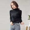 Women Knitting Tops High Collar Long Sleeve Solid Color Warm Fleece Lining Pullover Tops Slim Fit Thickened Knitwear Daily Wear