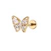 Серьги-гвоздики для хряща уха серии Gold F136 из титана с цирконием marquise и внутренним спиральным дизайном