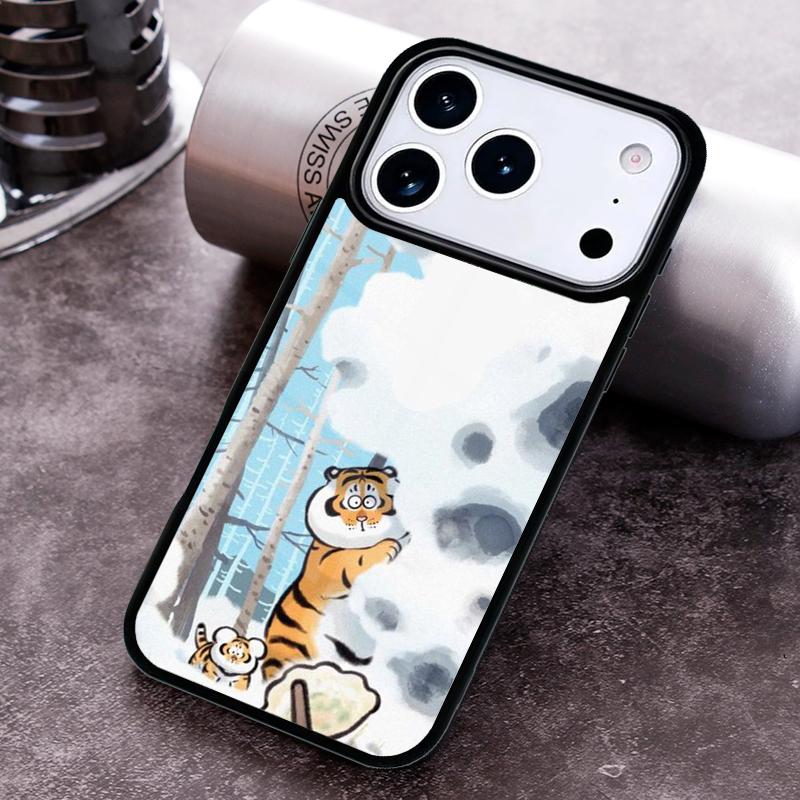 Cartoon Fat Tiger Phone Case For iPhone 17 16 15 14 13 12 11 Pro Max Plus 17Air Soft Silicone Cover