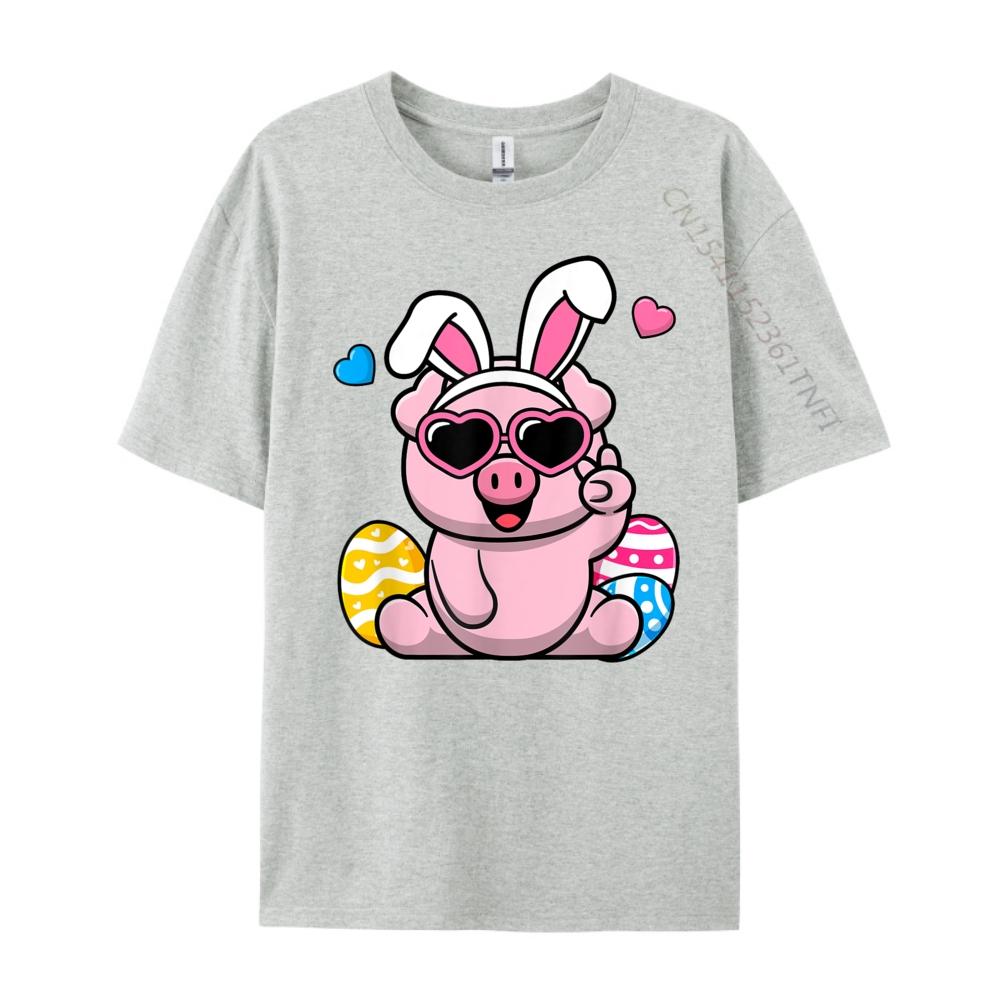 Cute Pig Bunny Ears Easter Day Boy Girl Plain Shirt Cheap Graphic Shirts Natural Mens Designer Clothes Tops Tees