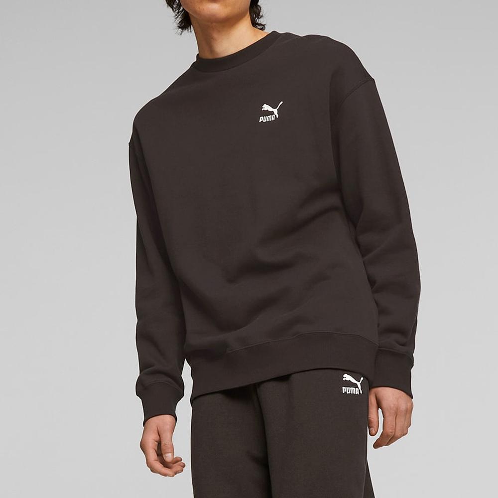 Puma Classics Letter Logo Embroidered Sports Casual Pullover Crewneck Sweatshirt Men Sweatshirt Black 623438-01