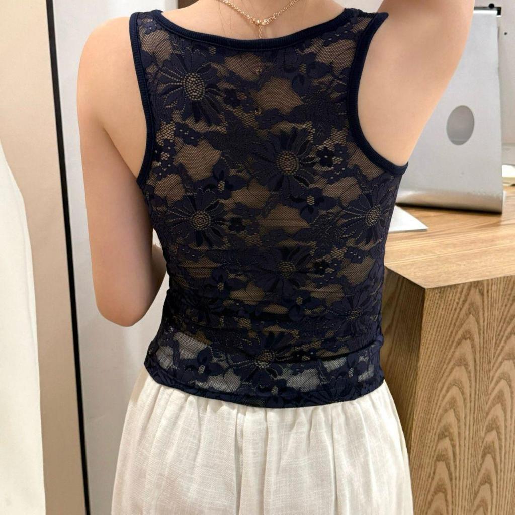 Кружевной топ-майка со встроенным бюстгальтером для женщин