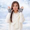 Leopard Print Fingerless Gloves Women Fuzzy Warm Mittens with Thumb Hole Winter Fluffy Gloves for Girls Typing Writing Texting
