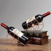 Retro Metal Red Wine Rack Bronze Iron Wheels Design Wine Holder Home Bar Decor Shelf Display Beer Whisky Wine Bottles Holder