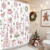 GAEChristmas Shower Curtain for Kids Cute Xmas Tree Candy Ball Snowman Gingerbread Man Shower Curtain for Christmas Bathroom D