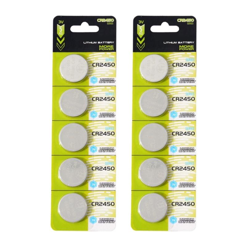 Pack Of 5pc/10pc CR2450 Lithium Button Cells 3V CR2450 Battery Long Last Power Batteries For Remote Controls And Toy