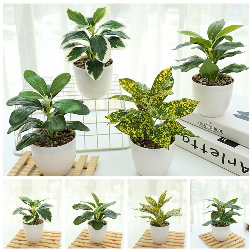 Plastic Artificial Plants Bonsai Lifelike Green Pot Plants Decoration Outdoor Indoor Decoration