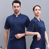 Unisex Chef Shirt Kitchen Single-breasted Short Sleeve Stand Collar Stain-resistant Loose Kitchen Bakery Restaurant Canteen Waiter Top Cook Uniform