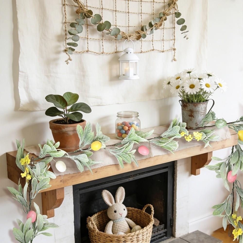 Handmade Easter Egg Garland Realistic Spring Vine Garland Indoor Wall Hanging