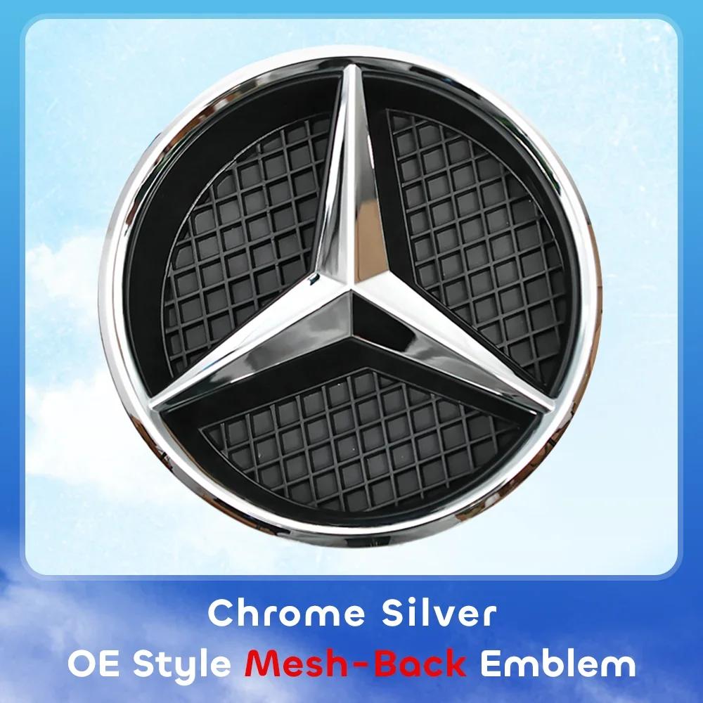 AMG W220 For Benz AMG Front Grille Star Logo 3D Mirror Emblem With LED Lighting Chrome Silver Glossy Matte Black For Mercedes Be