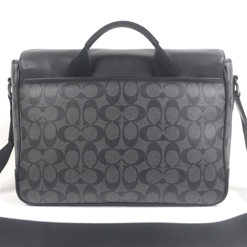 COACH Shoulder Bag Signature Truck Messenger Bag black leather mens C2793 Used