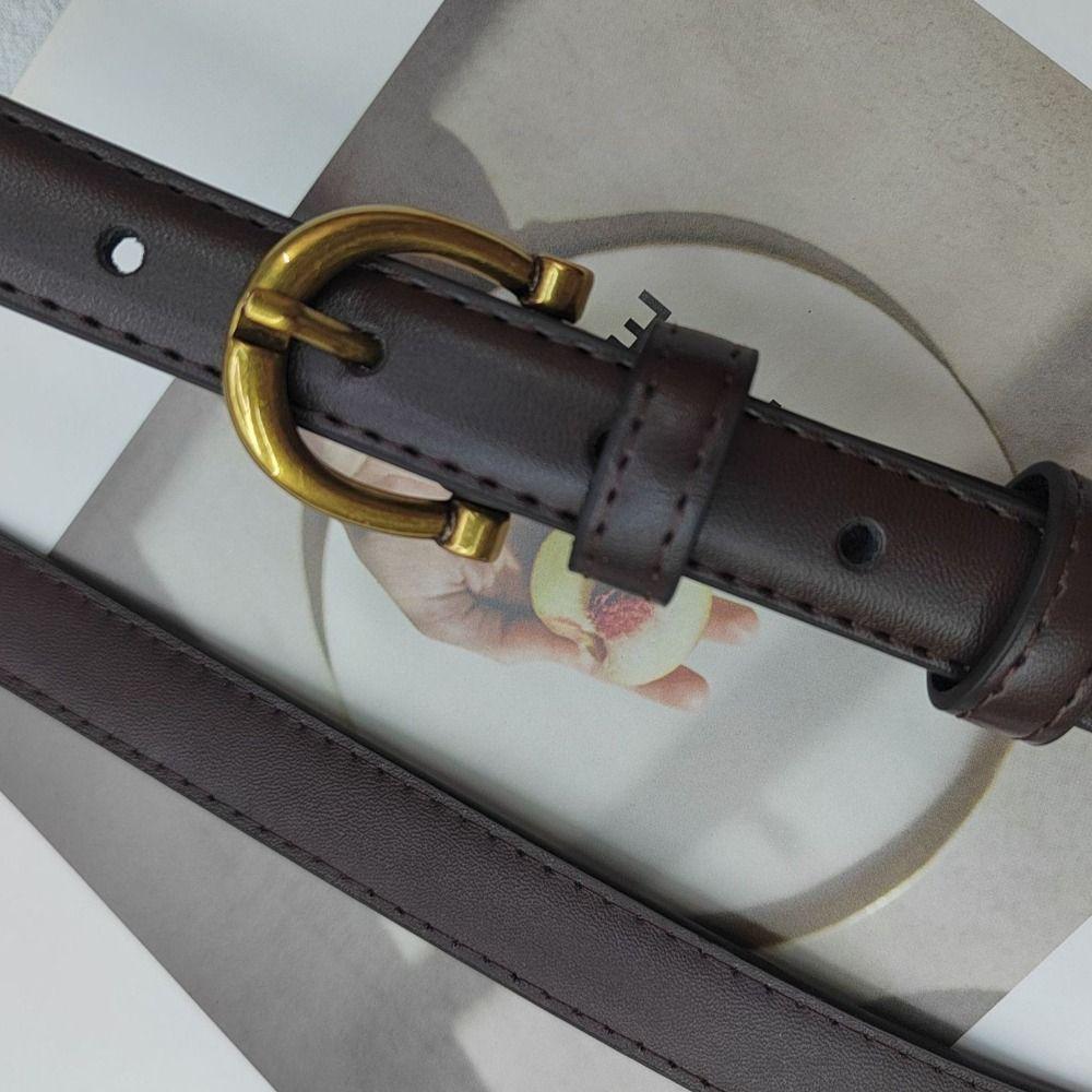 Простой ремень с пряжкой-штифтом, тонкий ремень, универсальный поясной ремень, ретро ремень из ПУ кожи, украшение для платьев