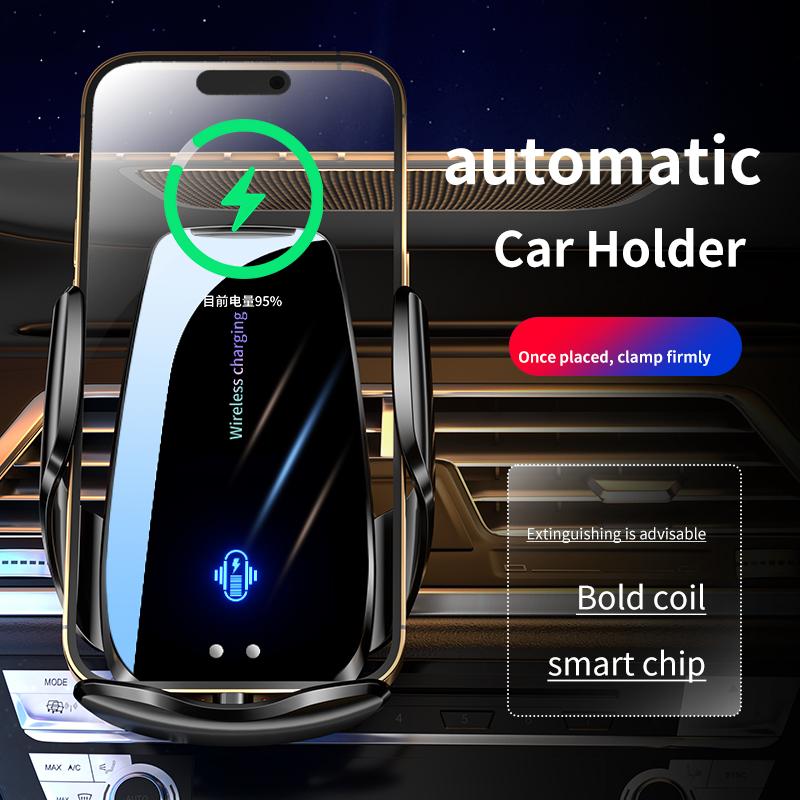 2024 Magic Q95 Автомобильный держатель для мобильного телефона с беспроводной зарядкой 15 Вт Индукционный открывающийся и закрывающийся держатель для автомобильной навигации Принадлежности для крепления автомобильных устройств