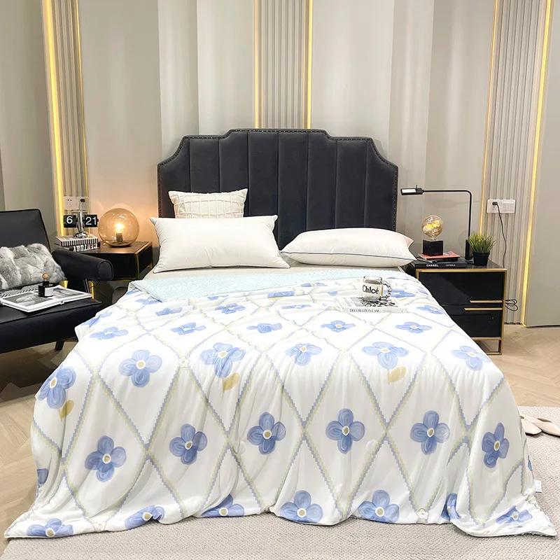 Летнее Новое Летнее Одеяло Ледяной Шелк Ощущение Холода Летнее Одеяло Ощущение Прохлады Шелковая Бобышка Дышащий Чехол Стираемое Тонкое Одеяло