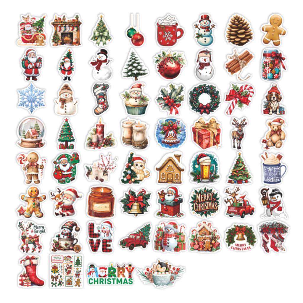 60 Cute Christmas-Themed Stickers For Water Bottles And Computers Decorations