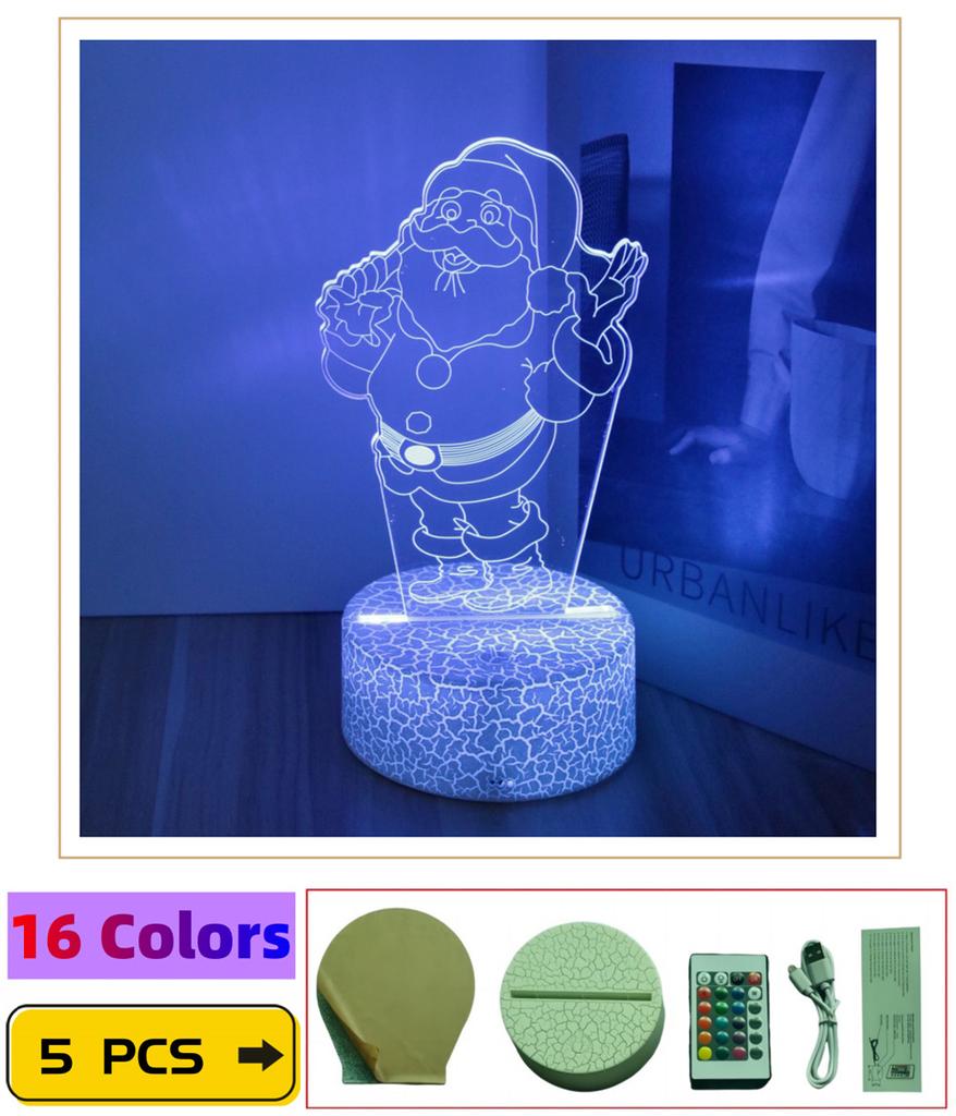 Светодиодный ночник 3D лампы Иллюзия Стич Рождественская елка Дед Мороз Снеговики Детский ночник Лампа для декора дома Детская игрушка Рождественские подарки
