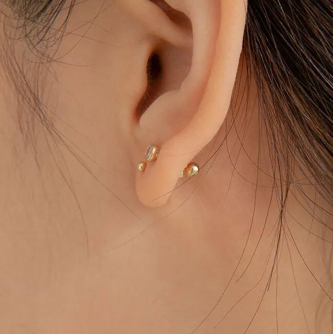 14k Round Cue Piercing (14k Gold) (Bar Thickness 1mm) PIB11