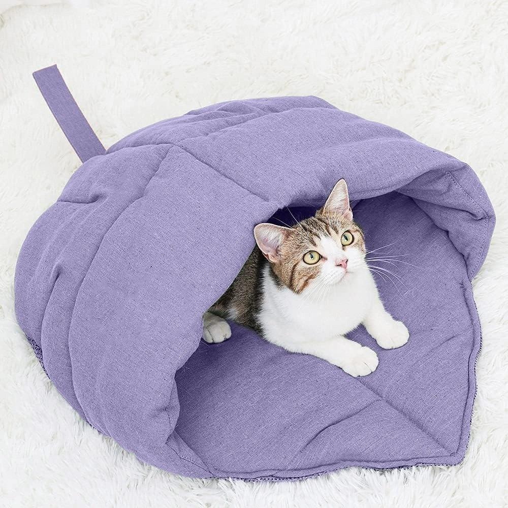 Linen Fabric Cat Sleeping Bag Durable Pet Cuddle Zone New Thermal Washable Bed Puppy Kitten