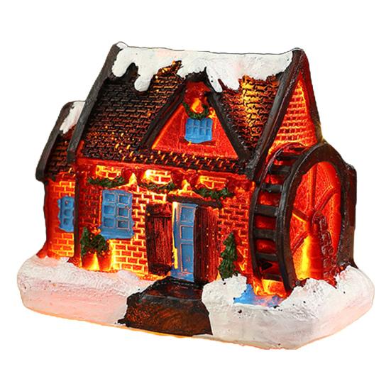 Рождественский орнамент дома Микро-пейзаж Смола светящийся орнамент снежного домика для праздничного украшения домашнего стола