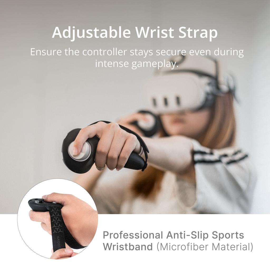 BOBOVR G3 For Meta Quest 3/Quest 3S Controller Silicone Protective Grip Cover Set with Adjustable Knuckle Strap