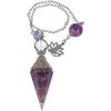 Античное серебро Маятник с кристаллами семи чакр из смолы и подвеской из полудрагоценных камней