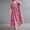 Short Sleeve Plus Size Cotton Vintage Floral New In Dresses for Women Casual Loose Long Summer Dress