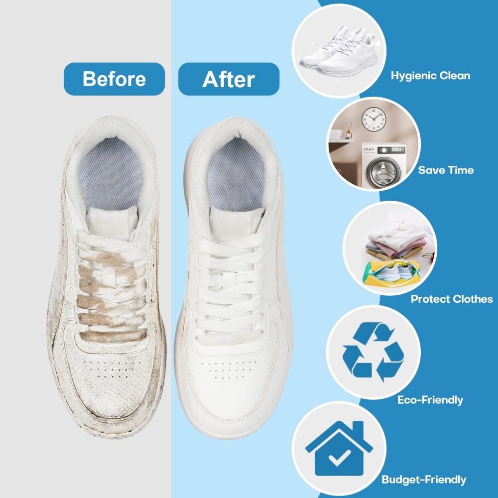 Reusable Shoe Cleaning Bags For Washer And Dryer Shoe Washer Laundry Bags Stain Cleaning Kit For Sneakers Tennis Shoes