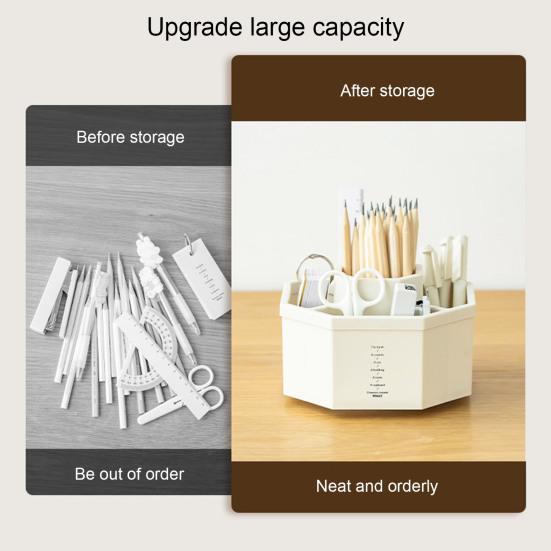 Изысканный пластиковый держатель для карандашей большой емкости, вращающийся на 360 градусов настольный органайзер для школы