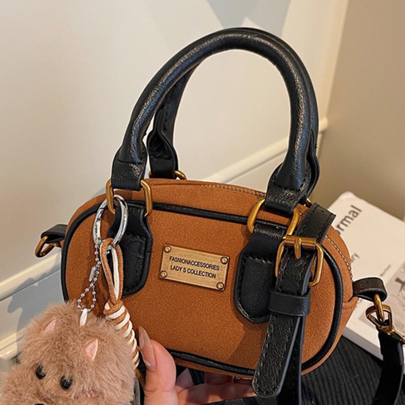 Retro Hand-held Small Bag, Winter Commuting Boston Bag, Stylish Single-shoulder Crossbody Bag