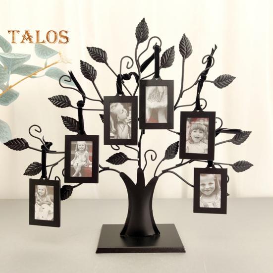 Фоторамка в виде семейного дерева, металлическая подставка для фоторамки в виде дерева с 6 декоративными рамками 1,77" x 2,56"/2,17" x 3,15" для декора настенного стола