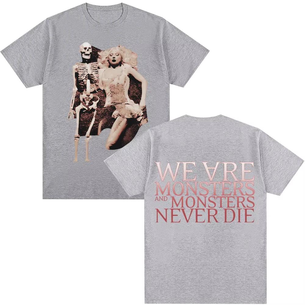 2026 SpringSummer Lady Gaga The Mayhem Ball Tour Retro TShirt Little Monster Gothic Punk Fashion Cotton Short Sleeve Shirt