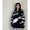 Black White Contrasting Women Sweater Korean Loose Simple Round Neck Ladies Pullover Sweaters Autumn Casual Versatile Woman Outerwear