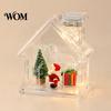 Rechargeable LED Decoration Clear Acrylic House Ornament, DIY Fillable Christmas with Light, Lighted Table Centerpiece for Festive Party Mantel Decor