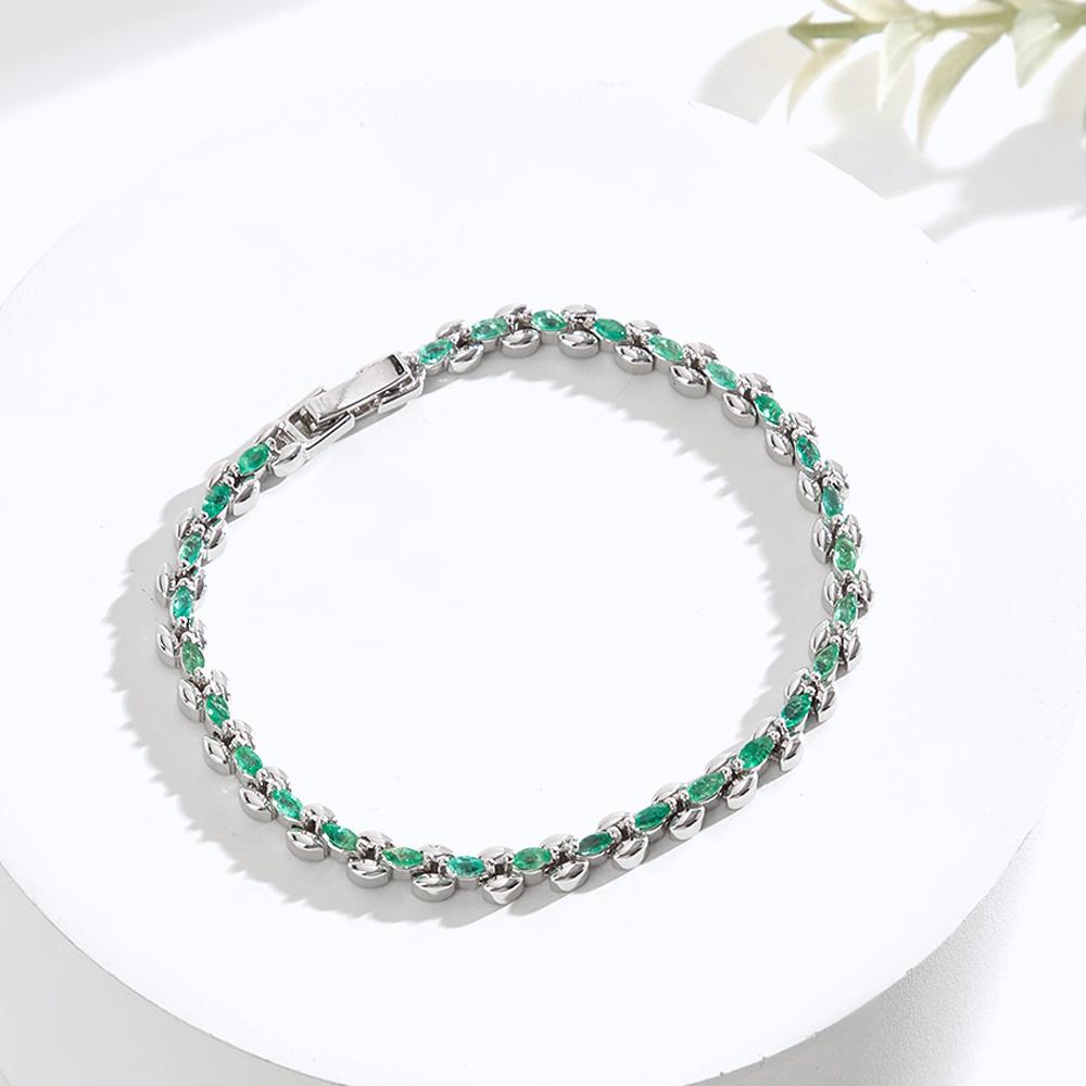 Драгоценный и элегантный браслет из натурального зеленого изумруда из стерлингового серебра 925 пробы для женщин. Благородные ювелирные украшения, подарок на свадьбу и банкет.