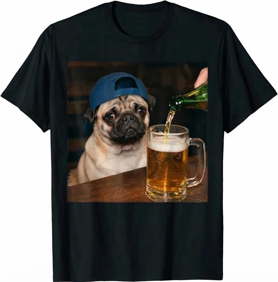 Pug Drinking Beer Funny Dog Meme T Shirt