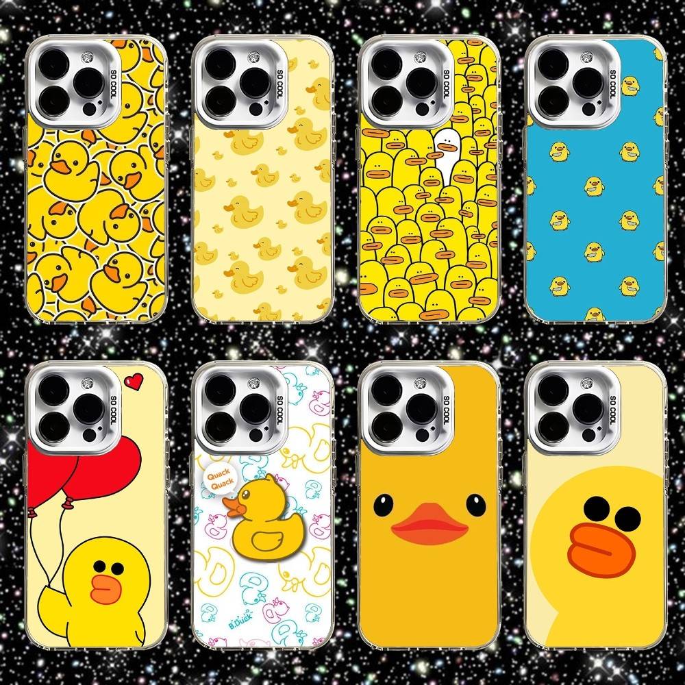Yellow Duck Cute Phone Case For iPhone 16,15,14,13,12,11,Pro,XS,Max,Plus,Mini,SE White Candy Matte Shockproof Cover