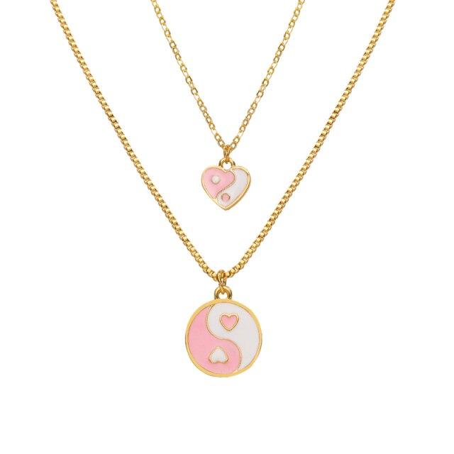 17KM Хип-хоп серебряный цвет ожерелье-цепочка Инь Ян для женщин и мужчин многослойное черно-белое колье-колье ожерелья для вечеринок ювелирные изделия