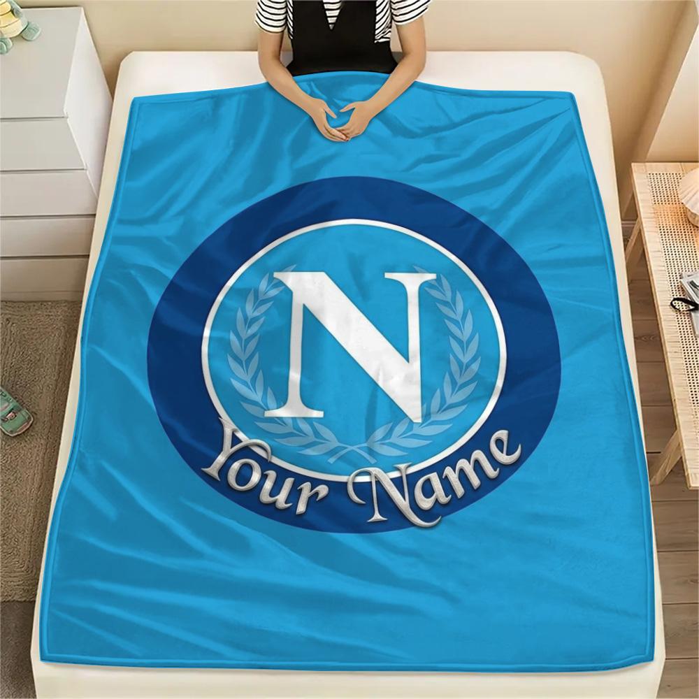 1PC Napoli Crest Custom Name Patterned Flannel Blanket Suitable For All Seasons For Home Decor Warmth And Comfort Gifts Holiday Present