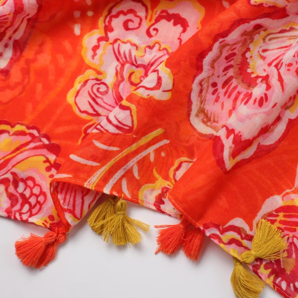 Red Dahlia Bali Yarn Printing Long Towel Factory Sales Travel Vacation Sun Protection Warm Shawl