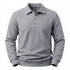 Men’s New Autumn/Winter Casual and Versatile Long-Sleeved Stand-Collar Waffle-Pattern Polo Sweatshirt