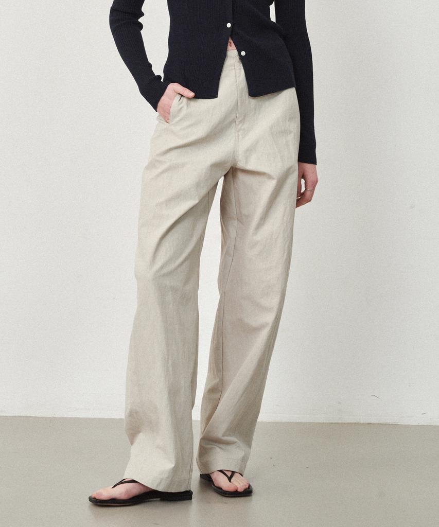 OSTKAKA Curved Cotton Pants Greige