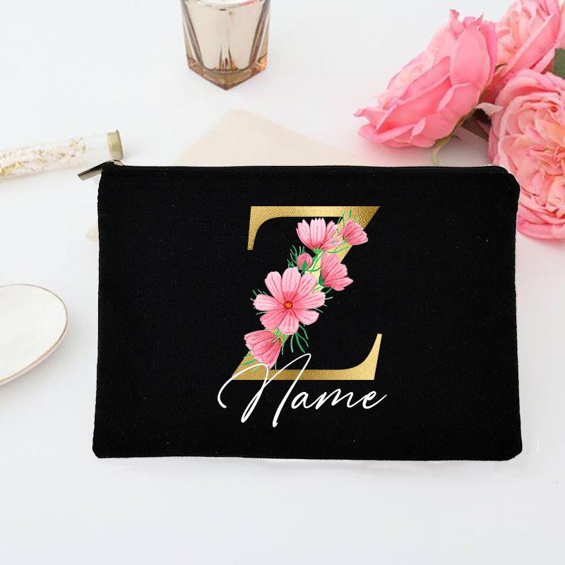Personalized Makeup Bag Custom Initial with Name Bridal Cosmetic Case Monogram Toiletries Pouch Wendding Gifts for Bridesmaid