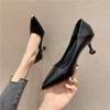 2025 New Single Shoes Women's Black Light Mouth High Heels Pointed Thin Heels Professional Uniform Work Shoes 5A