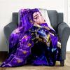 Purple Floral Chain Jacket with Gold AccentsBlanket Lightweight Flannel Throw Blanket for Sofa, Bed, Travel, Camping, Livingroom, Office, Co