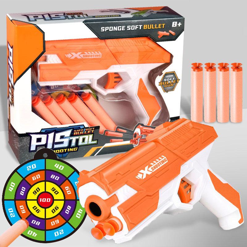 Детский игрушечный пистолет с мягкой пулей, ручной пистолет, дротик, бластер, красочная пластиковая модель для стрельбы, пусковая установка с коробкой, подарок на день рождения для мальчиков
