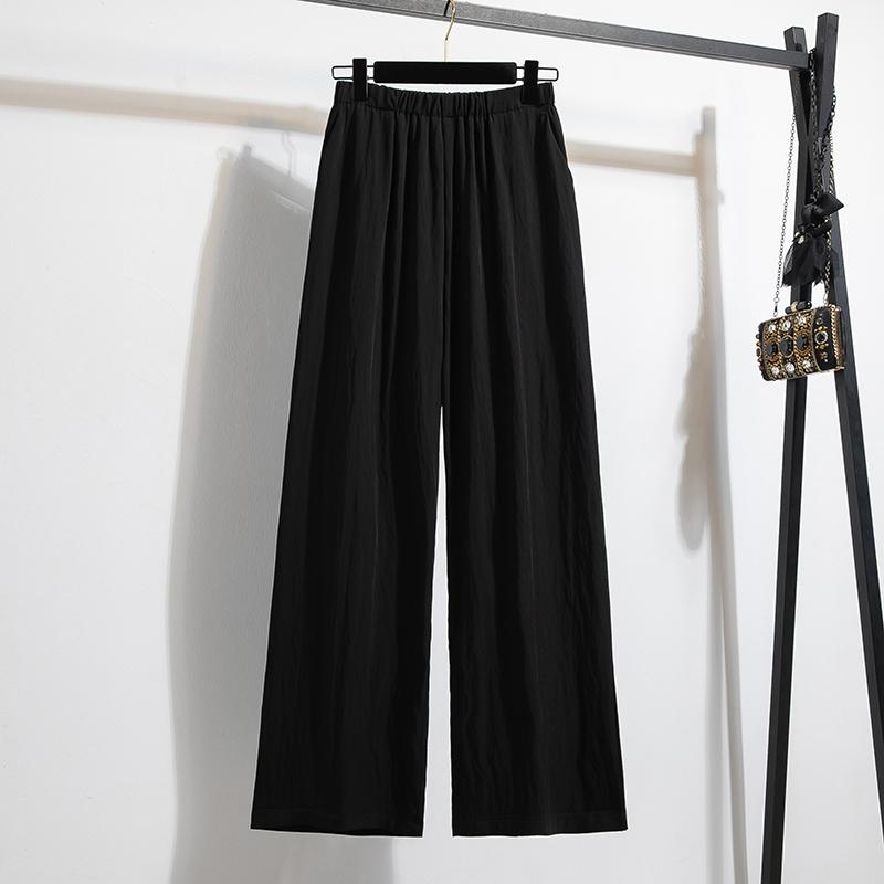 Dimanaf 2025 Summer Plus Size Pants High Waist New Wide-leg Pants Women Fashion Loose Pleated Vintage Pants