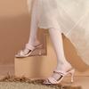 Модная обувь для женщин Летние новые дышащие сандалии на высоком каблуке с квадратным носком С открытым носком Уличные Высококачественные модные шлепанцы