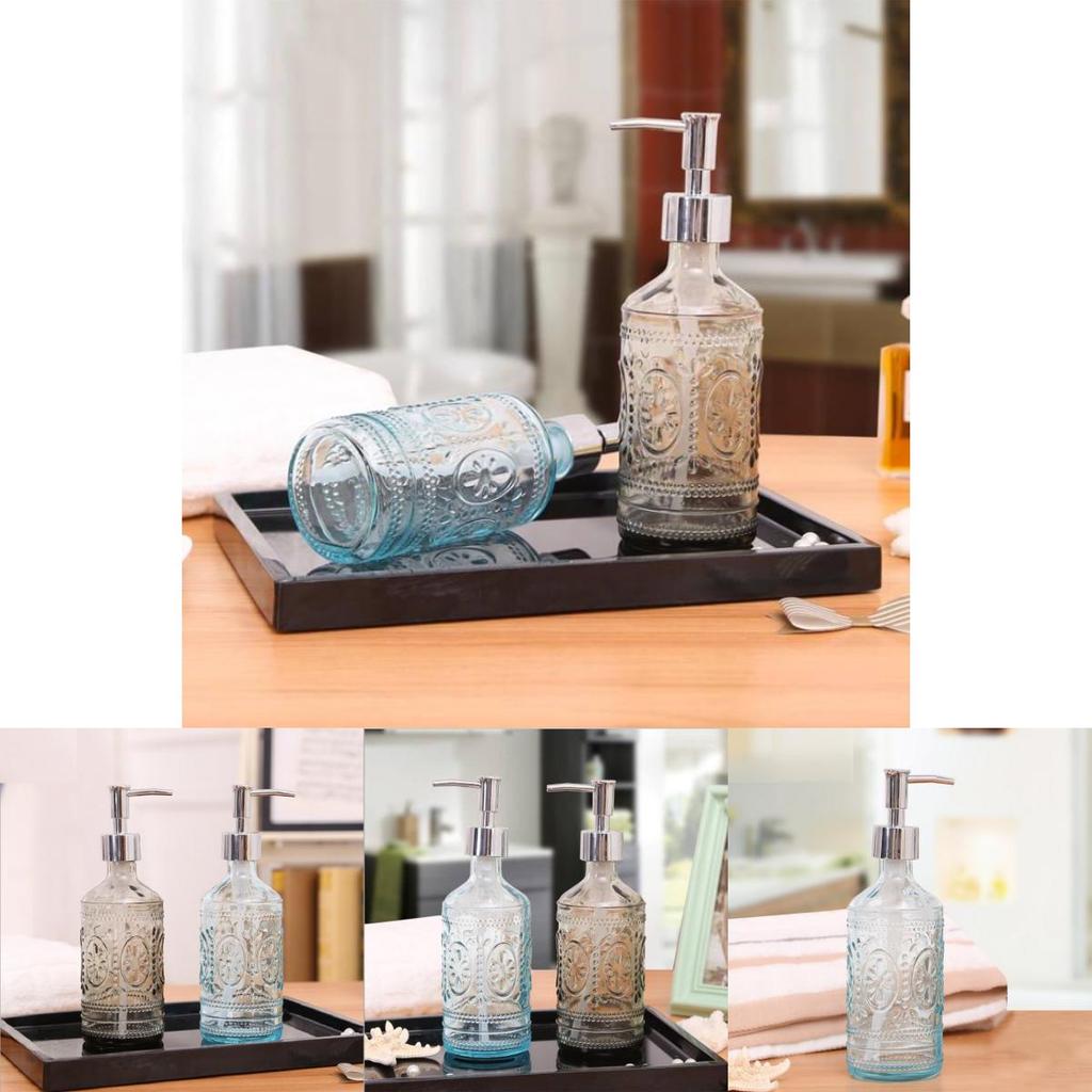 Элегантный прозрачный стеклянный дозатор для мыла 420 мл, квадратная ребристая бутылка для жидкого мыла