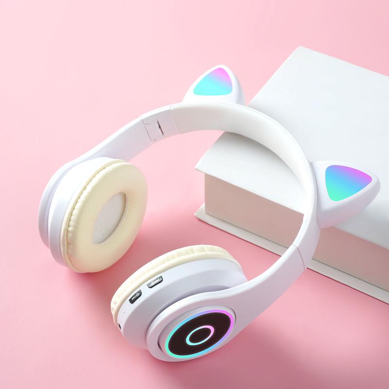 Светящаяся беспроводная Bluetooth-гарнитура с ушками кошки B39A